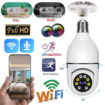Wi-Fi E27 лампа наблюдения камера ночного видения полноцветное автоматическое отслеживание людей 4X цифровой зум видеомонитор безопасности камера