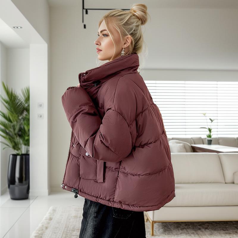 GMXIA Женские винтажные повседневные однотонные принтованные куртки и пальто с длинным рукавом и стойкой на осень-зиму