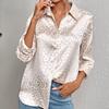 Women's Fashion Casual Summer Spring Leopard Print Long Sleeve POLO-Neck Blouses & Shirts
