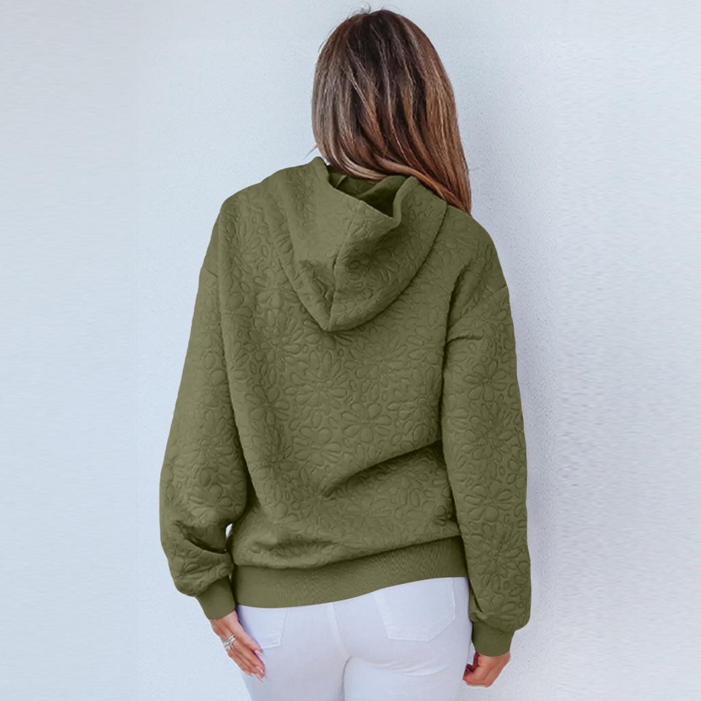 Женский модный худи с текстурой, однотонный, с капюшоном, с длинными рукавами