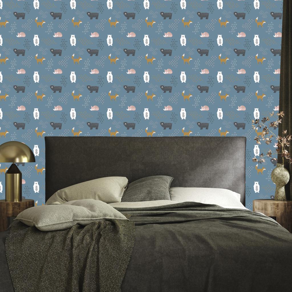Pastel Bears and Foxes Wallpaper for Living Room and Bedroom 50x1000