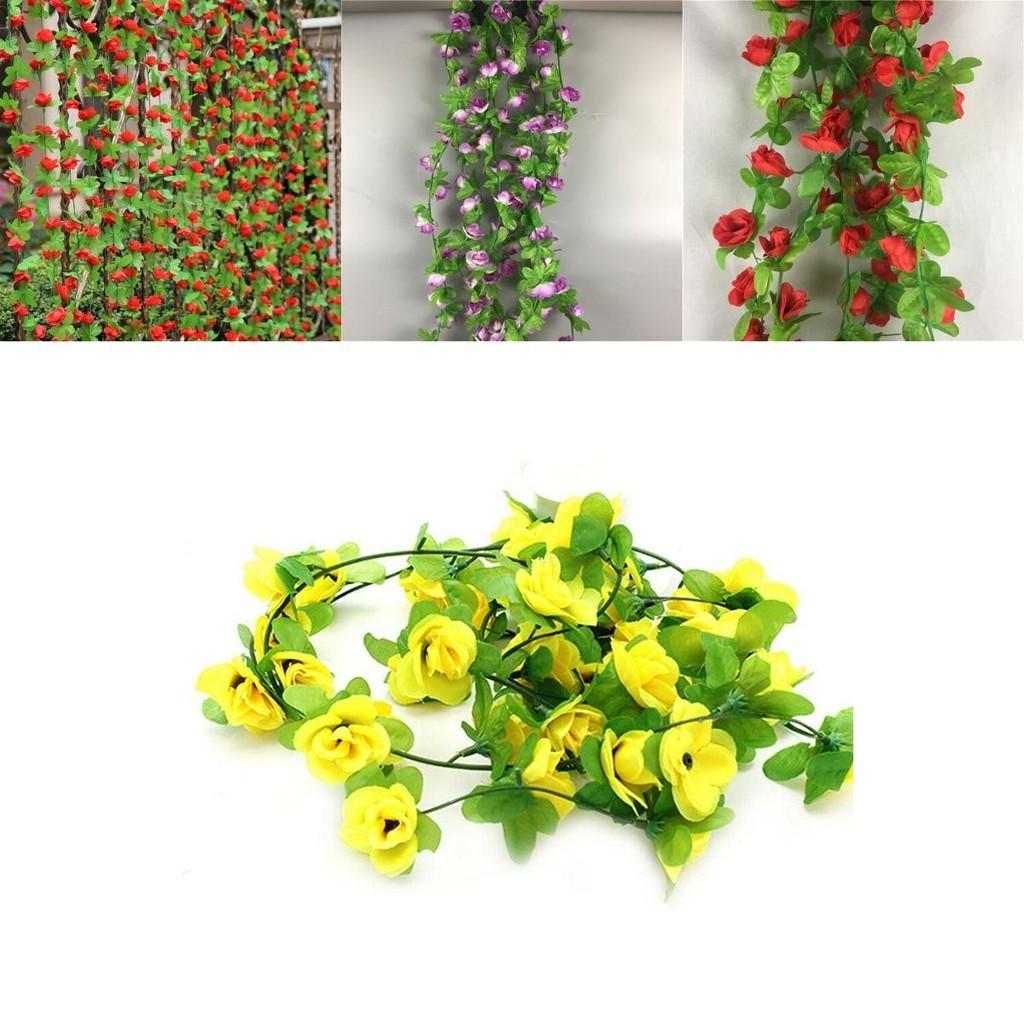 Lush And Vibrant Fake Silk Rose Artificial Flower Vine Ivy Leaf Garland For Home Decor