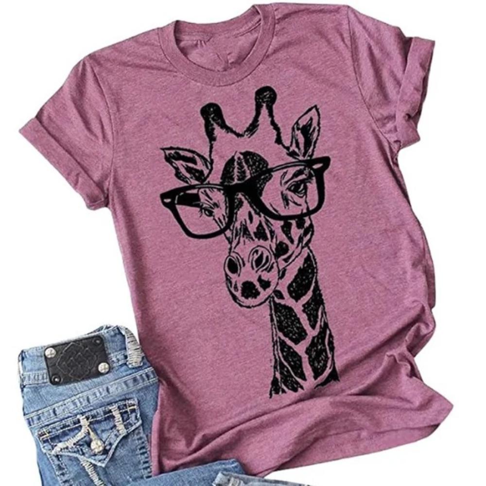 Новое поступление, женская футболка с принтом жирафа, новинка, хлопковая футболка, модная повседневная уличная одежда, хип-хоп, хипстерская свободная футболка с круглым вырезом, горячая распродажа
