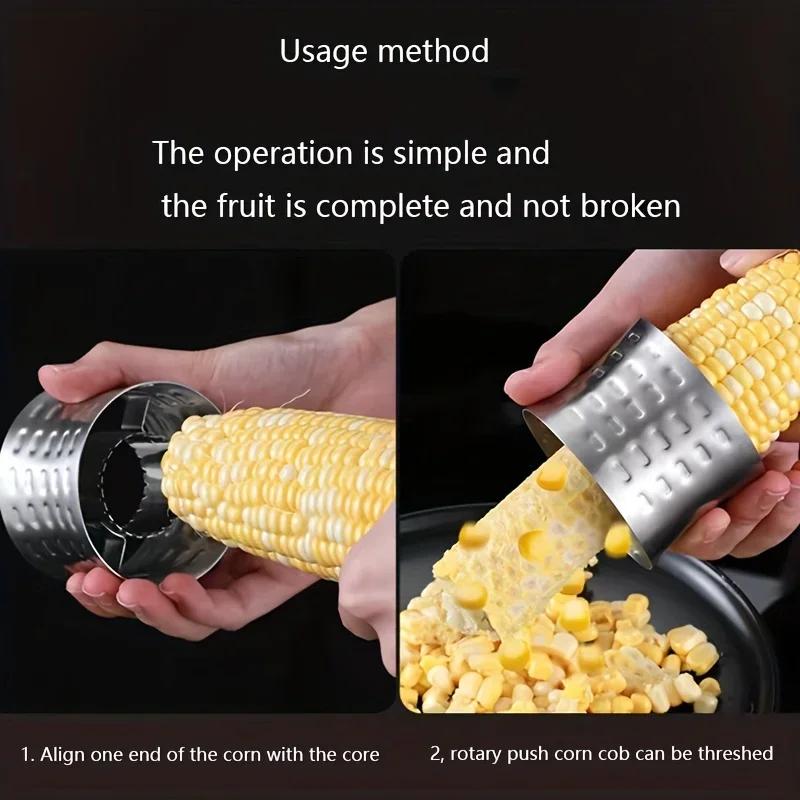Stainless Steel Circular Corn Peeler with Serrated Blad Corns Peeling Machine Cob Shaver Planer Stripper Cutter Kitchen Tools