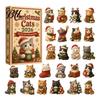 24 Day Christmas Countdown Cat Advent Calendar, with Cute Ornaments, Calendar 2D Acrylic Kitty Holiday Decorations, Gift for Kids, Party Favors Gifts