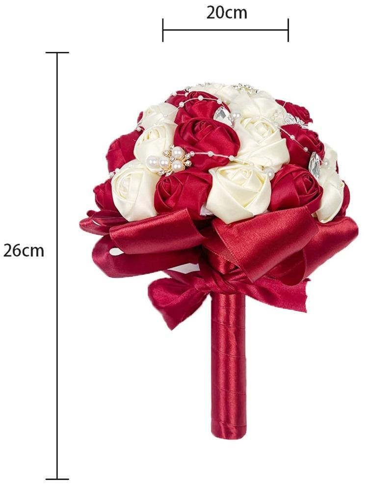 1 шт. Свадебный букет Свадебный букет с бриллиантовым жемчугом Шелковый свадебный ручной букет для дома Свадебная вечеринка Украшение невесты Букет подружки невесты