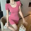 Pure Sexy Tight Dress for Women's Summer New Short Skirt Pink Waist-hugging Slimming Skirt