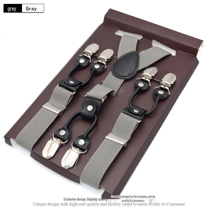 Unisex 2.5cm Six-Clip Elastic Business Suspenders