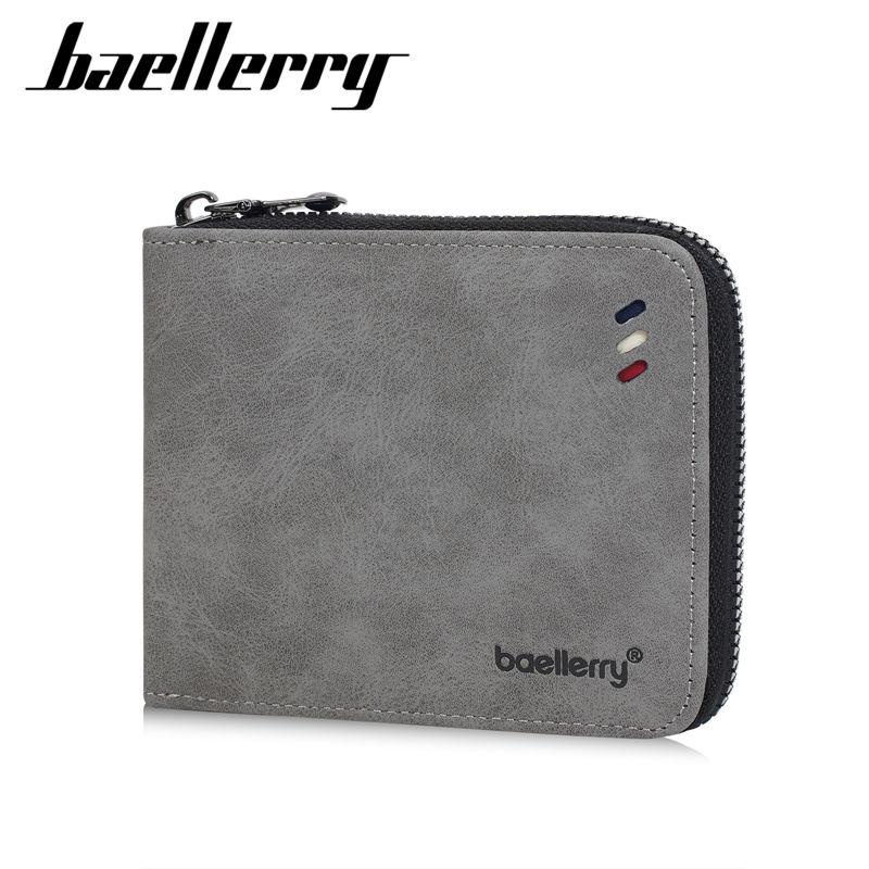 Baellerry Мужские кошельки на молнии из ПУ кожи, короткий кошелек для монет, винтажный дизайн, держатель для карт