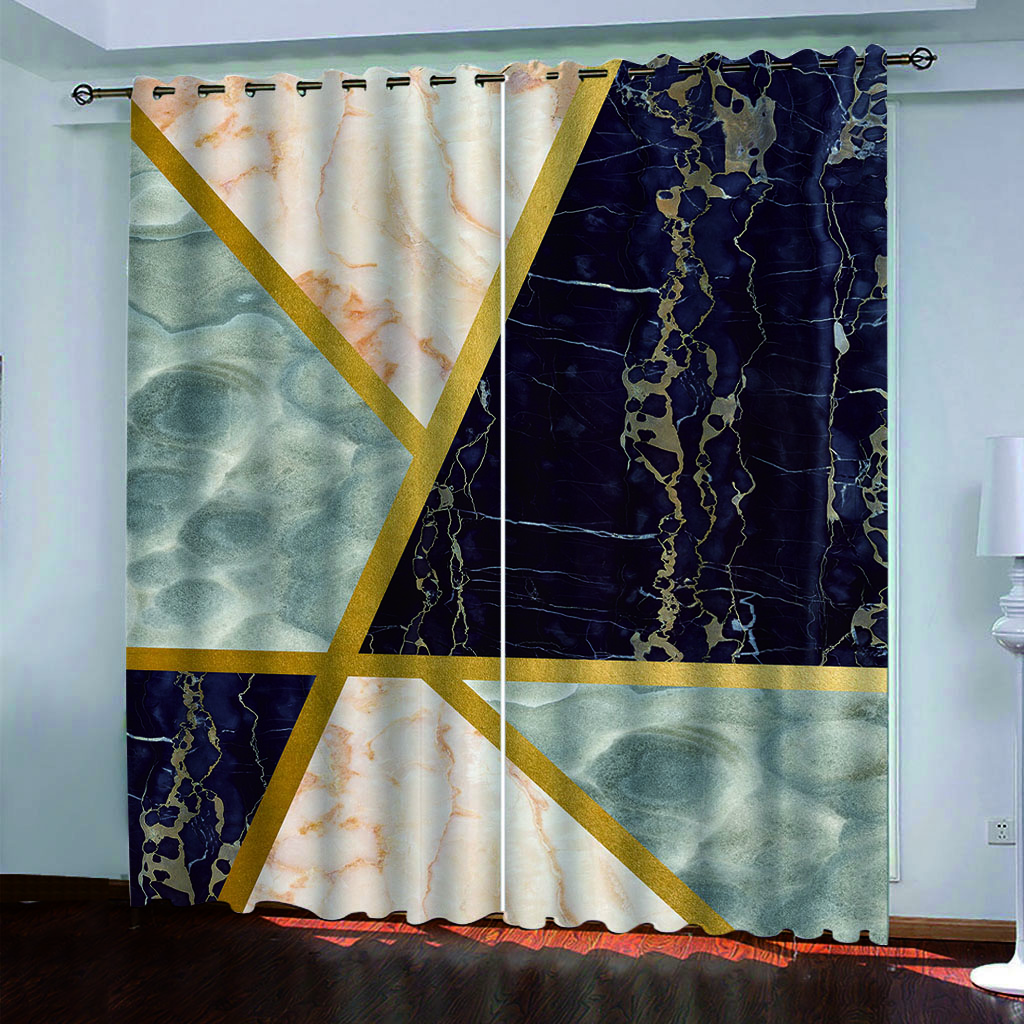 Шторы салон 2 штуки Геометрические мраморные узоры 3D принт узор Оконная штора для ребенка Детская комната Мальчик Спальня Гостиная Дом