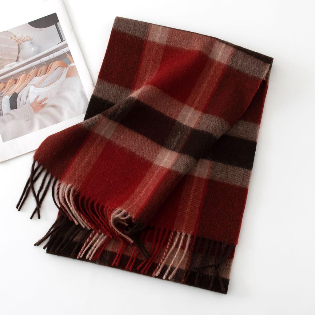 Рождественский шерстяной шарф для женщин, высококачественный и универсальный, клетчатые панели, теплый шарф для студентов