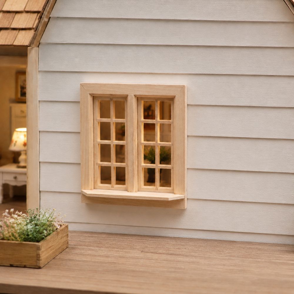 1:12 Doll House Accessories Dollhouse Window Model Wooden Square Windows Model For DIY Toys