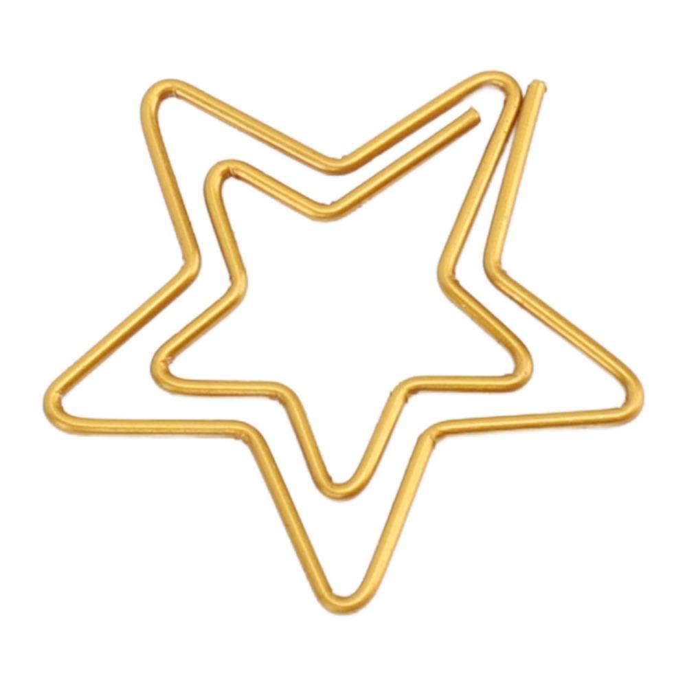 100PCS Gold Color Cute Paper Clips Star Shaped Metal Paper Clips Decorative Paper Clips  Home