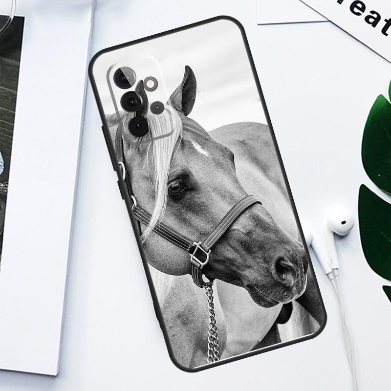 Черно-белая лошадь Для Samsung Galaxy A52 A22 A32 A54 A34 A14 A55 A35 A15 A53 A33 A13 A05 A06 A16 Чехол для телефона