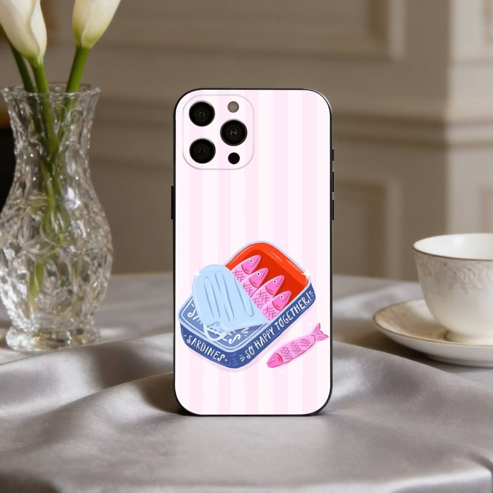 Чехол для телефона с рисунком S-полоски и S-сардины Для iPhone 17pro,16,15,14,13,12,11 Plus,Pro Max,XS,Мягкий силиконовый черный чехол