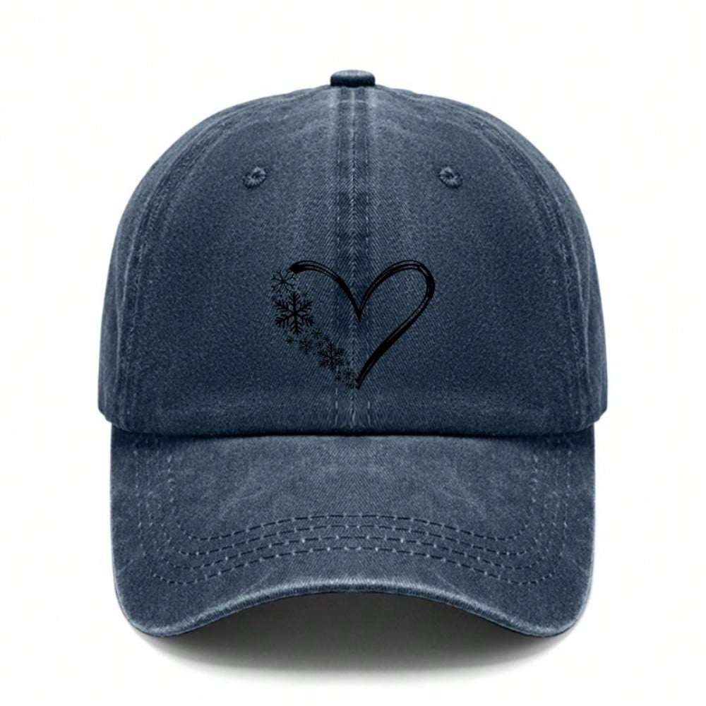 Casual Baseball Cap - Heart & Snowflakes Print Coral Adjustable Breathable Unisex Fashion Cap For Summer Outings, Travel & Daily Wear