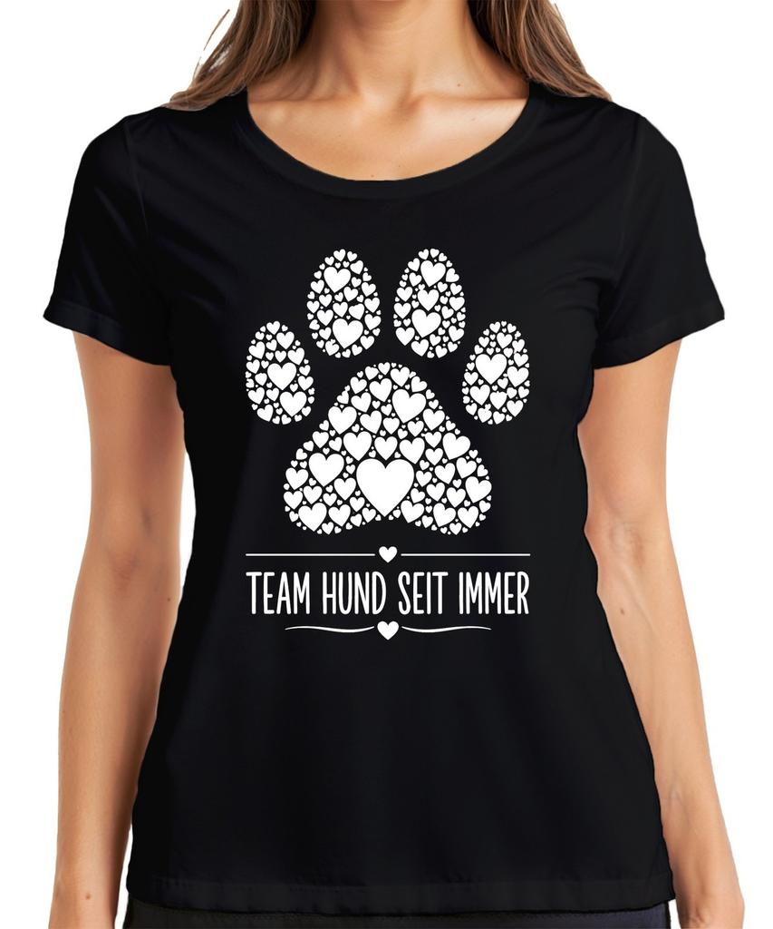 Team Dog Ever Paw Heart Dog Lover Gift Sarcasm Ladies T-Shirt