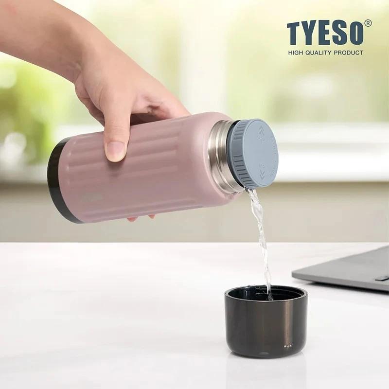 Tyeso 500ml Stainless Steel Vacuum Flask Leakproof Insulated Water Bottle for Hot Cold Drinks BPA Free Easy-Grip Travel Mug