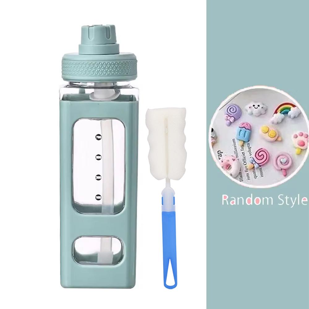 700ml Kawaii Water Bottle for Girls,Cute Kids Water Bottles with Straw 3D Sticker Drinking Bottle Portable Leak Proof Water Jug