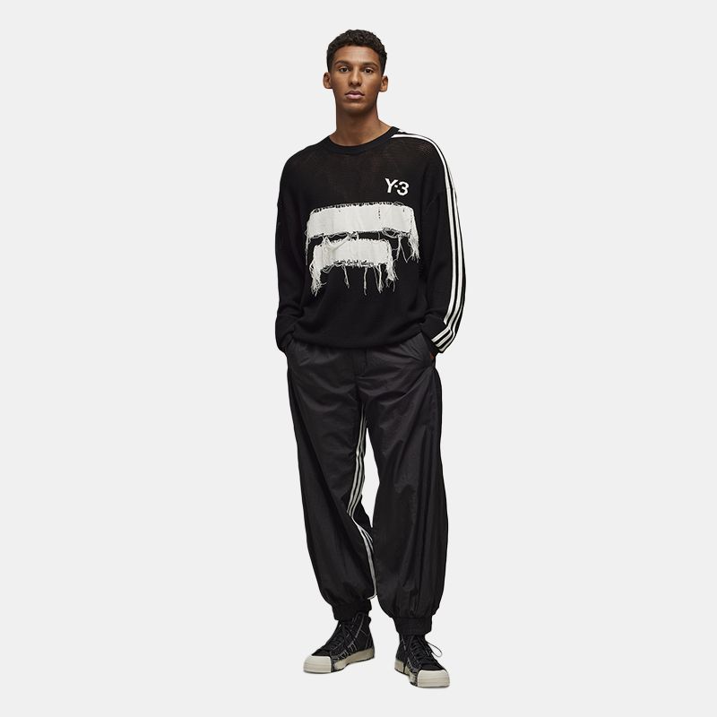 Y-3 Gfx Трикотажный свитер с круглым вырезом Унисекс Свитер Черный JN4873