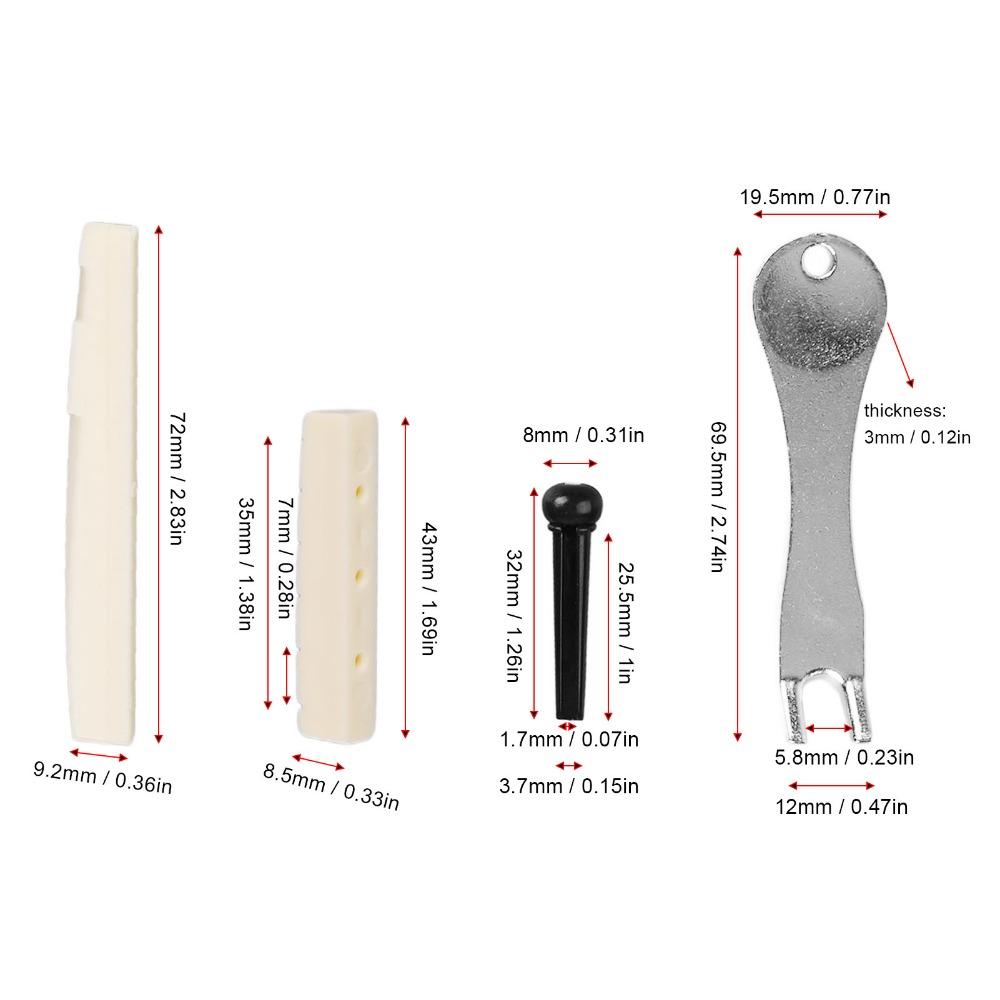 2Sets Plastic Saddle Guitar Bridge Pins Metal Puller Guitar Saddle Nut  For Acoustic Guitar
