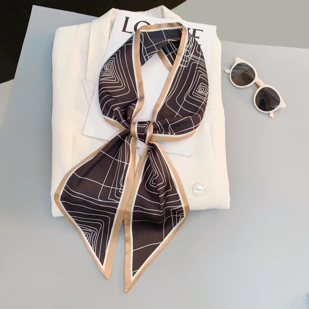 Дизайн бренда: шарф «Зебра в цветах» для женщин, роскошный шелковый шарф, модная повязка на голову для волос, платок, узкая сумка, шарф, шейный платок.