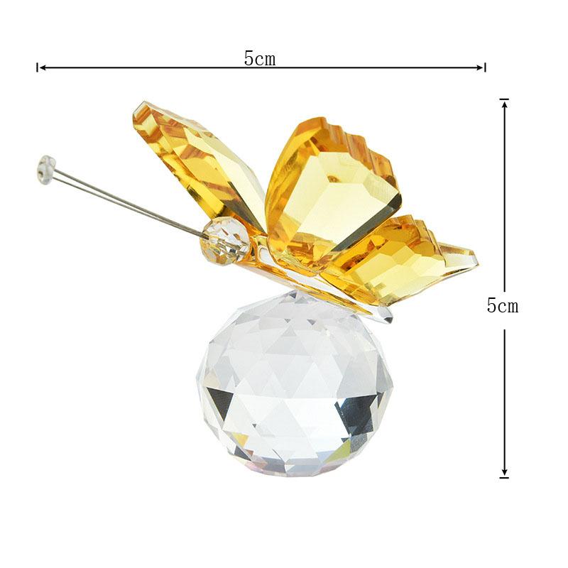 1pcs Crystal Butterfly with Ball Figurine Home Wedding Decoration Glass Craft Collection Table Ornaments Souvenir Gifts