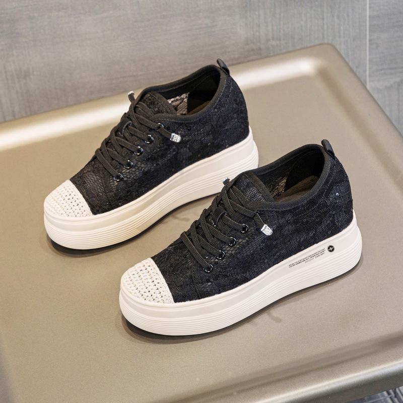 Trendy New Elastic Thick-soled Inner Heightening Women's Shoes Fisherman Mesh Casual Sports Shoes