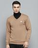 Mens Solid Khakhi V Neck Full Sleeve Pullover