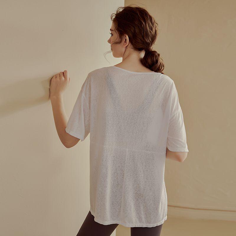 Дышащий топ для бега свободного кроя, легкая футболка для йоги, утягивающая тренировочная рубашка для женщин