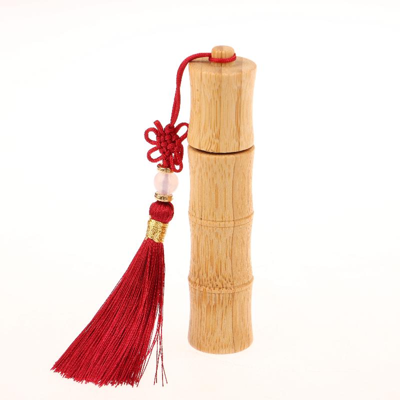 10ml Bamboo Roll-on Bottle – Refillable Container with Steel Roller Ball and Tassel for DIY Perfume or Lip Gloss