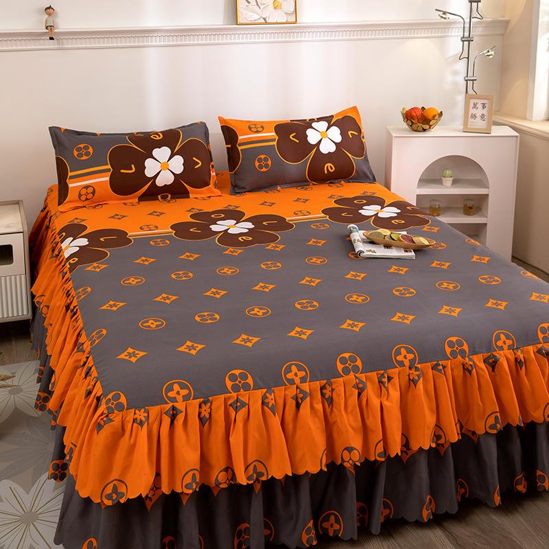 Спальня Бытовая цельная шлифовальная юбка-кровать Однотонное приятное для кожи покрывало Покрывало для спальни Простыни для студенческого общежития