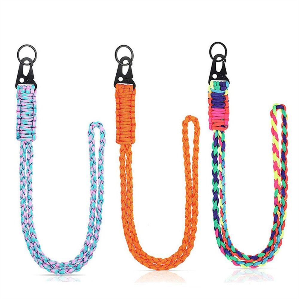 Metal Clip Paracord Neck Lanyard Parachute Rope Umbrella Rope Keychain  Outdoor Survival