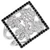 Silver Ring 'Flora' Black White