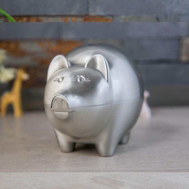 Vintage Large Pig Piggy Bank Creative Metal Alloy Cartoon Money Bank Cute Pig Penny Coin Saving Pot Box with Stopper for Boy Kid