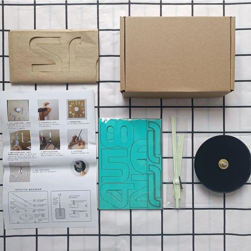 2D Творческие Простые Светящиеся Цифровые Часы Европейский Стиль DIY Бесшумные Настенные Часы Для Учебы Гостиной Без Отверстий Настенная Наклейка Часы