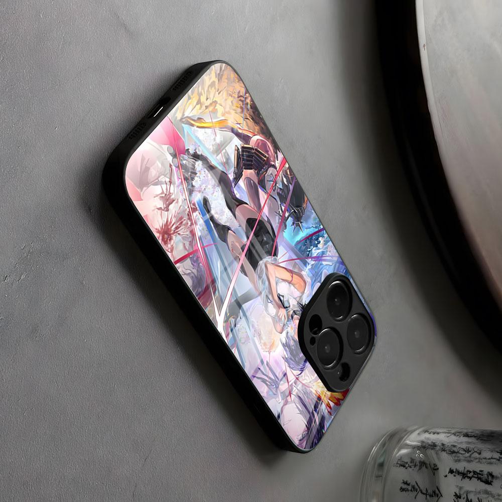 Reze Beauty Японское Аниме Чехол для Телефона Стекло Для IPhone17 Air 16 15 17 14 Pro Max 13 12 Простой Стиль 11 X XS XR Plus Для Samsung S 2