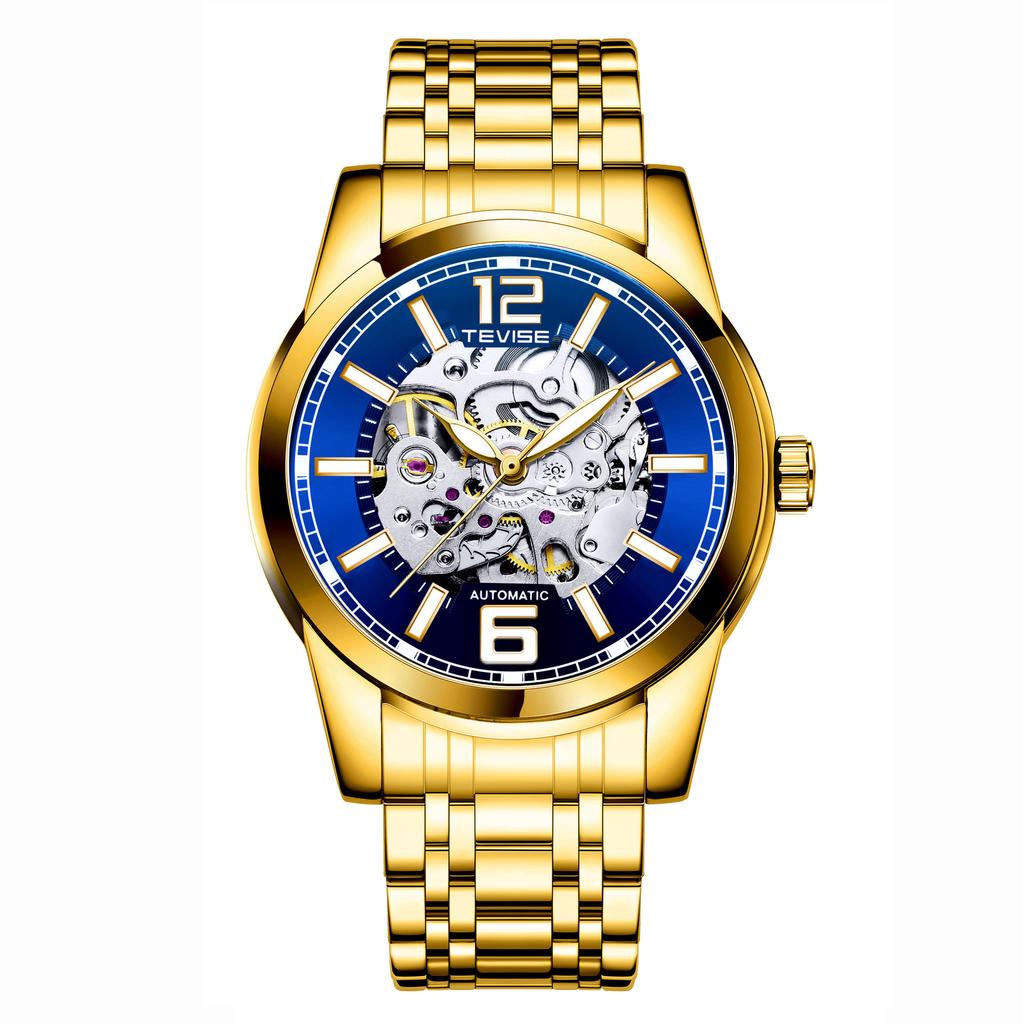 TEVISE Mechanical Watch Men Skeleton Watch Fashion Business Automatic Watch Luminous Waterproof Wristwatch for Men