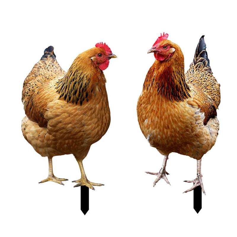 Садовые колышки в виде курицы, акриловые таблички для двора, уличная скульптура, статуэтка, украшения для горшечных растений, садовый вкладыш, декор для двора, лужайки