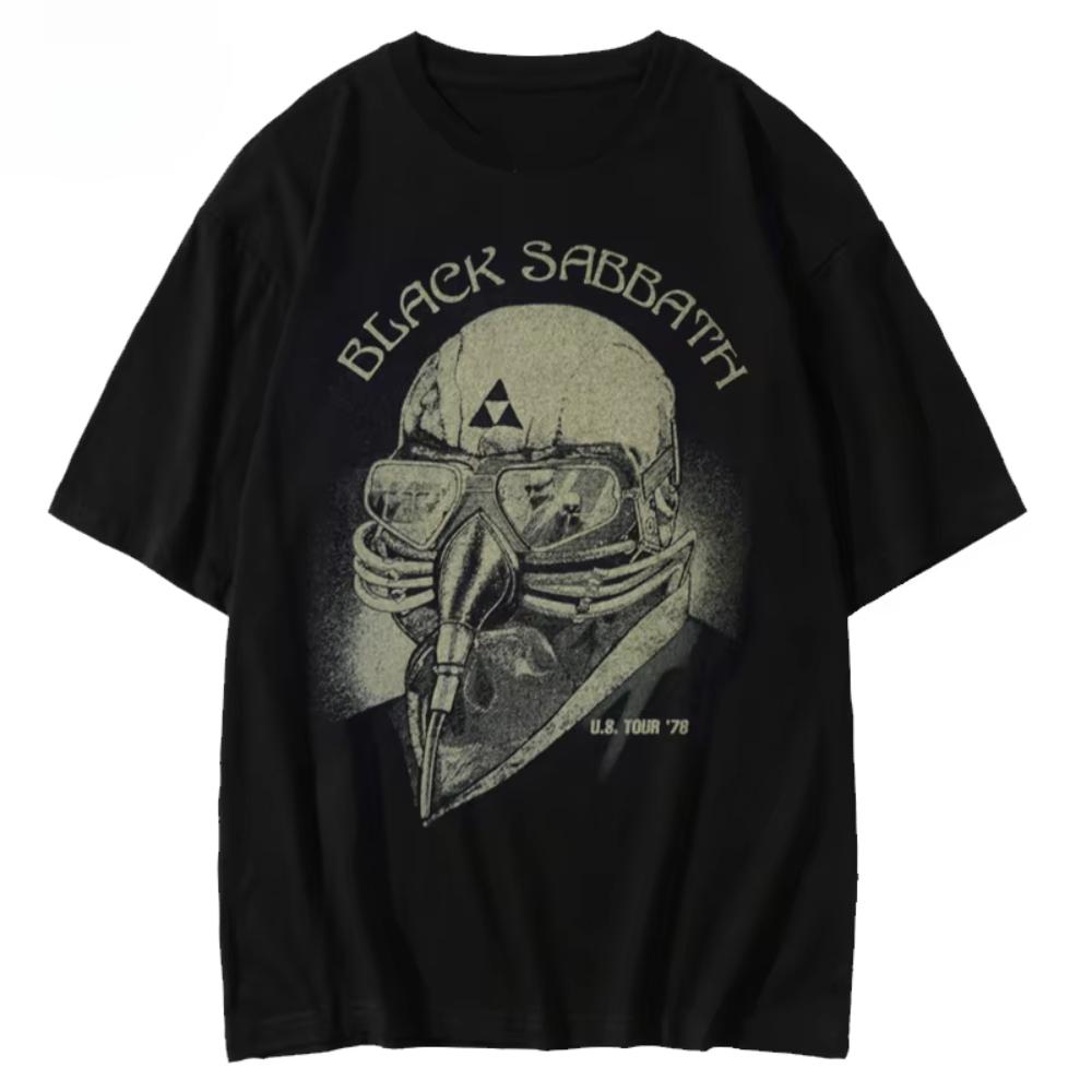 Лето 2025 Мужская футболка с коротким рукавом Очень известной группы BLACK SABBATH Британский рок Black Sabbath Европейский и американский тренд