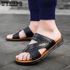 Мужские пляжные сандалии, летняя нескользящая дышащая повседневная обувь на толстой подошве