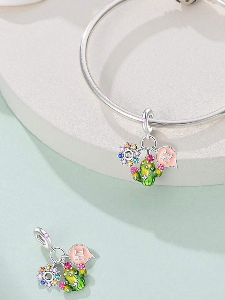 Шармы Серебро Медные Цвета Ромашка Кактус Цветок Бусины Шарм Подвеска Для Оригинального Браслета Для Женщин Diy Украшения Подарок Любви