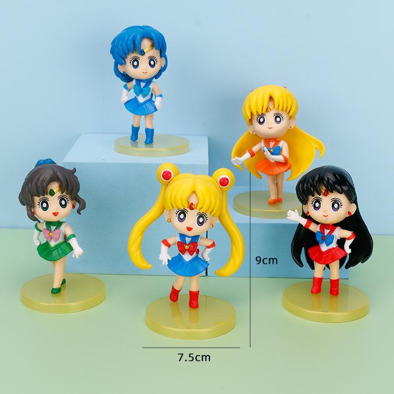 5 шт. Аниме Фигурка Сейлор Мун Мультяшная Figuarts mini Меркурий Марс Юпитер Венера Игрушки Для Девочек Модель Подарок Куклы Статичная Кукла