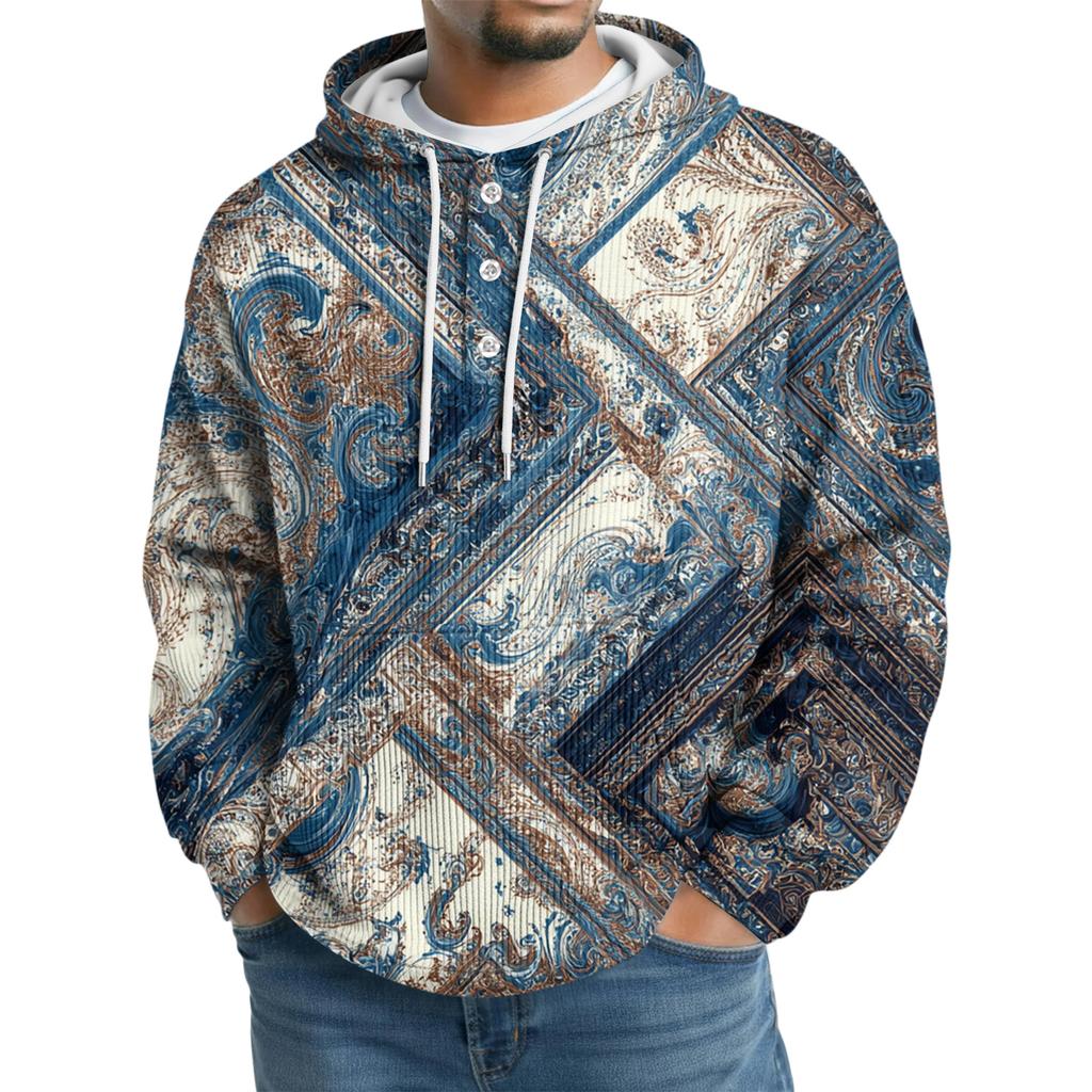 Men's Knit Hooded Sweatshirt Casual Long-Sleeve Sweatshirt