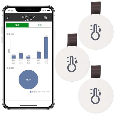Умный термометр/гигрометр, Цифровой термометр/гигрометр Bluetooth, Умный датчик, Хранение данных, Компактный круглый дизайн (3-Pack)