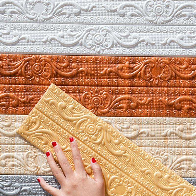 1 шт., пенопластовый плинтус, самоклеящиеся наклейки на стену, линия талии, 3D-тиснение, украшение для дома