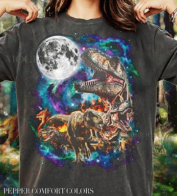 Vintage T-Rex 90s Graphic Style Comfort Colors® Tshirt, Space Moon Dino Faded Shirt, Jurassic Y2k Streetwear, 2000s Dinosaur Gift