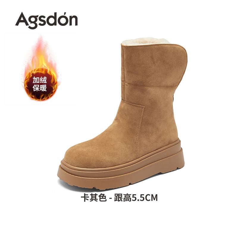 Augustine platform snow boots women's 2025 new winter piled thickened cotton shoes folded two wear fluffy short boots