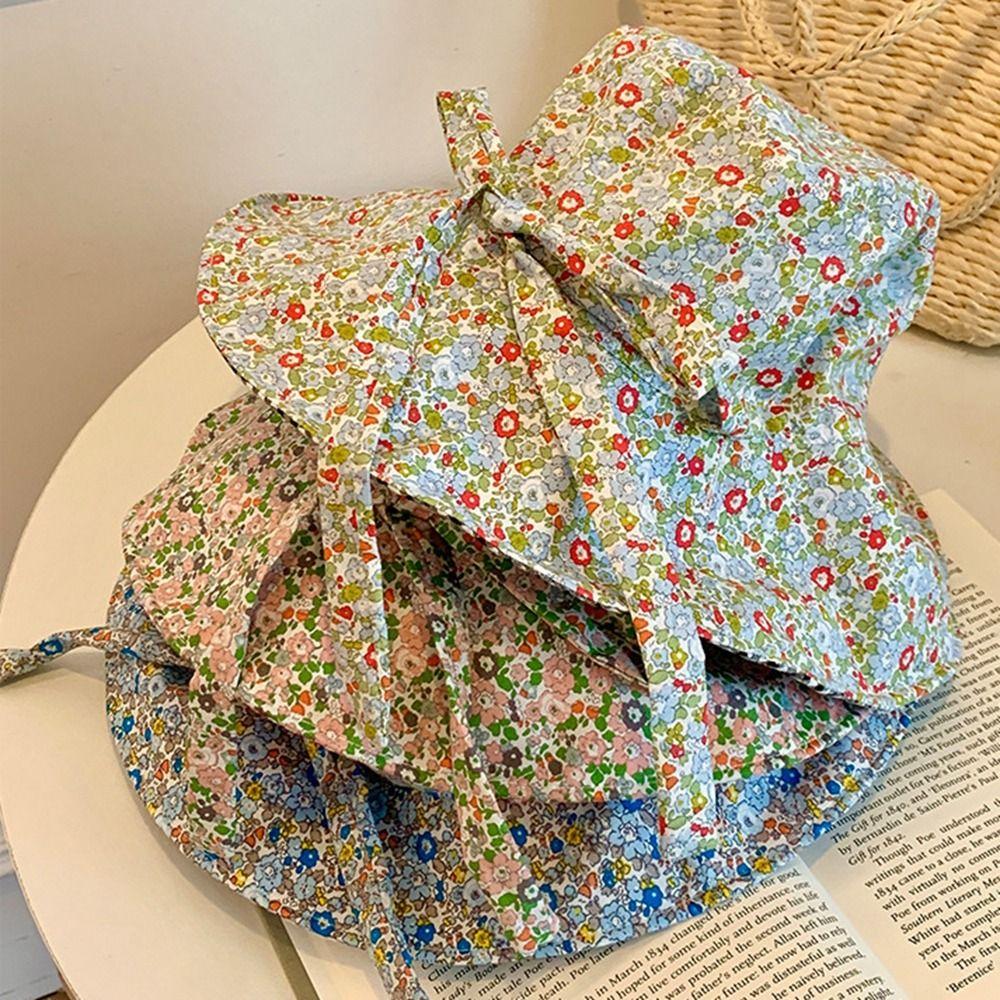 Floral Hiking Fisherman Hat Sun Protection Heart Printed Bucket Hat Plaid Hiking Cap Travel