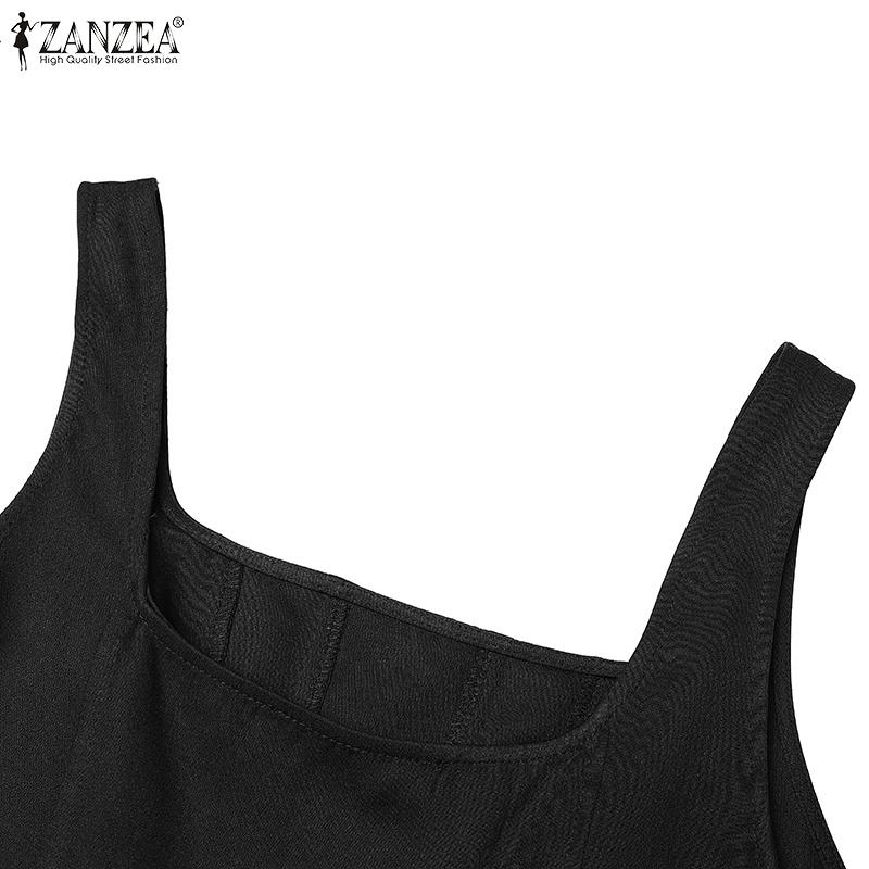 ZANZEA Женское летнее длинное платье А-силуэта с квадратным вырезом без рукавов